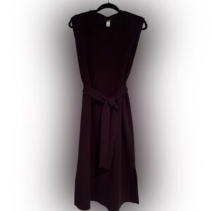 SPANX Air Esstentials midi knit Black Dress with Tie Waist and pockets